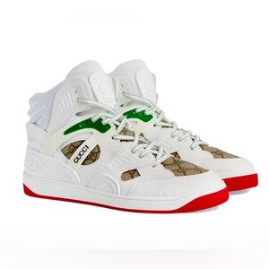 GUCCI Basket High Shoes White Demetra Red